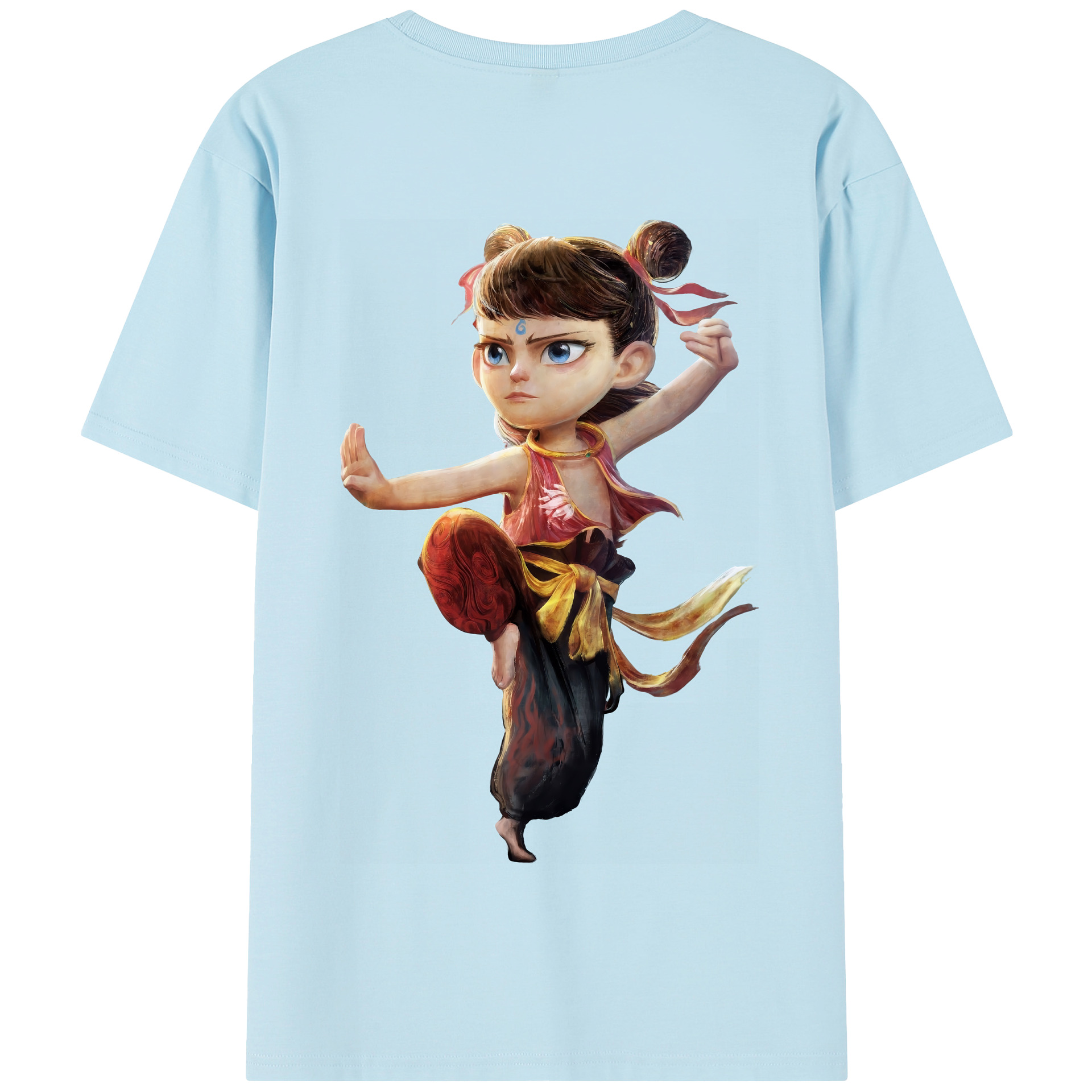 （画像用） Ne Zha 2 ナタ 魔童の大暴れ 綿100％半袖Tシャツ（背面プリント）